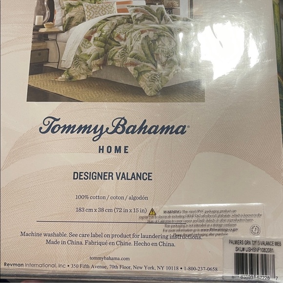 🆕 Tommy Bahama Palmiers Window Valance Green Cream Tropical Leaves Boho - Picture 6 of 8